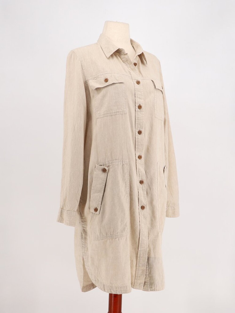 DULUTH TRADING CO. Women's Artisan Hemp Duster Shirt in Beige Size L - Picture 3 of 7